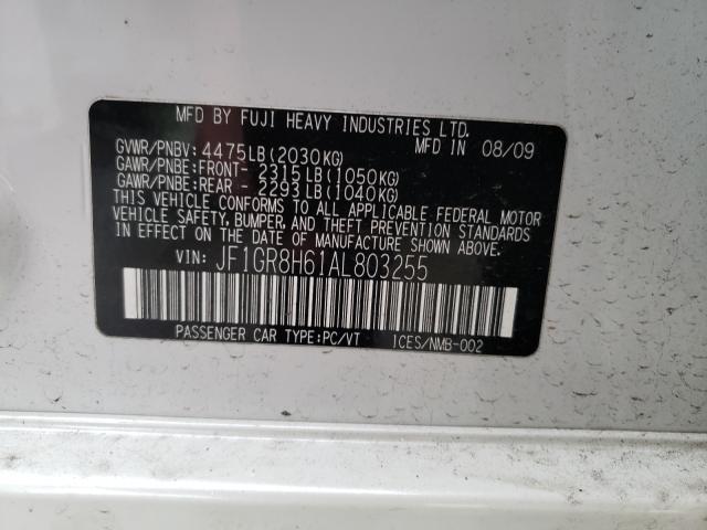 2010 SUBARU IMPREZA WR - JF1GR8H61AL803255