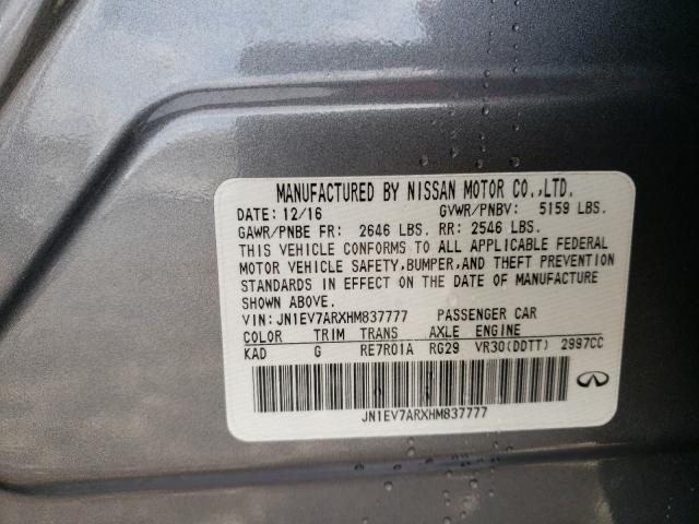 2017 INFINITI Q50 PREMIU JN1EV7ARXHM837777