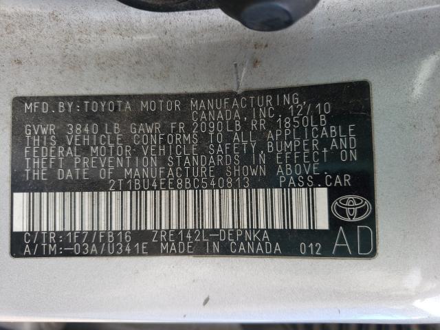 2011 TOYOTA COROLLA BA - 2T1BU4EE8BC540813