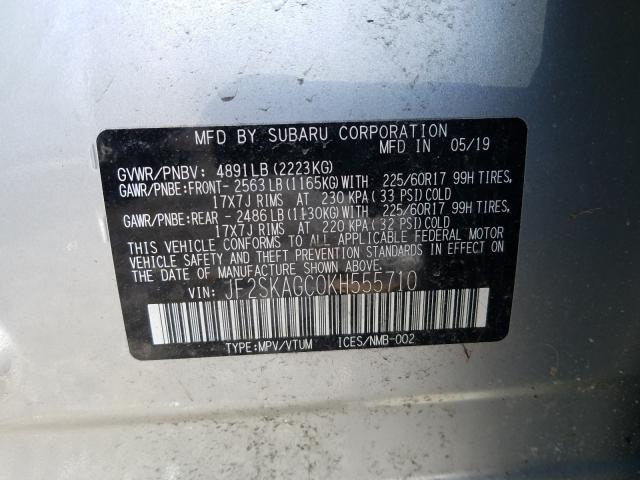 2019 SUBARU FORESTER P JF2SKAGC0KH555710