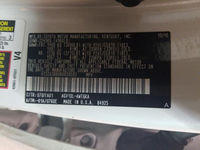 2011 TOYOTA VENZA 4T3ZA3BB0BU039593