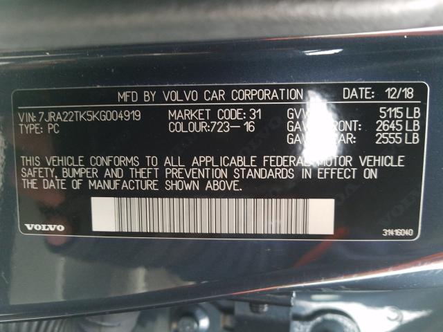 2019 VOLVO S60 T6 MOM 7JRA22TK5KG004919