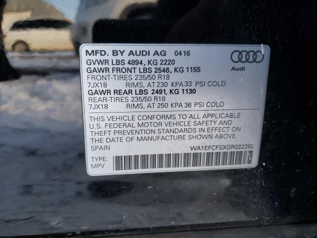 2016 AUDI Q3 PREMIUM WA1EFCFSXGR022263