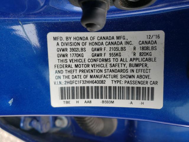 2017 HONDA CIVIC EX 2HGFC1F32HH640082