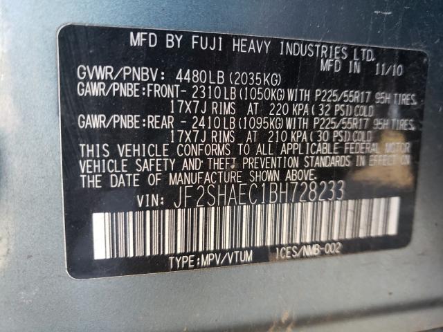 2011 SUBARU FORESTER L JF2SHAEC1BH728233