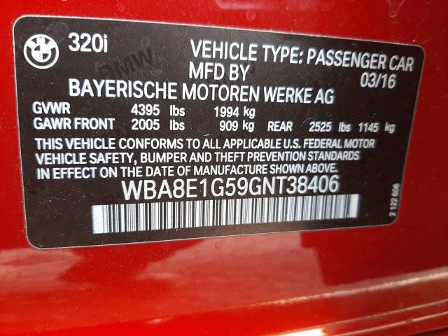 2016 BMW 320 I WBA8E1G59GNT38406