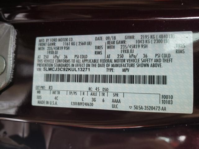 2019 LINCOLN MKC RESERV 5LMCJ3C92KUL13271