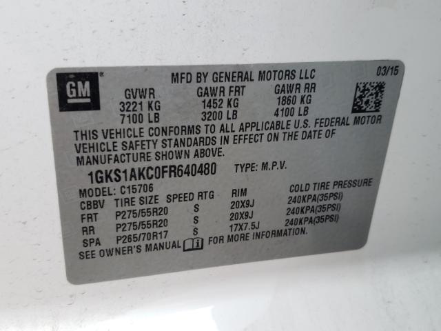 2015 GMC YUKON SLE 1GKS1AKC0FR640480