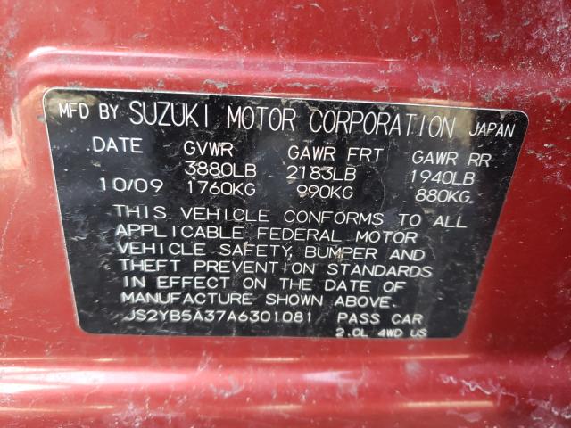 2010 SUZUKI SX4 JS2YB5A37A6301081