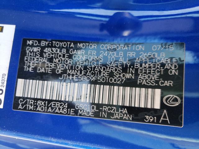 2015 LEXUS RC 350 JTHHE5BC9F5010027