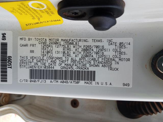 2014 TOYOTA TACOMA DOU 5TFLU4EN1EX103844