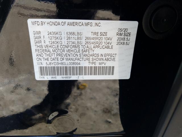 2020 ACURA MDX ADVANC 5J8YD3H80LL008994