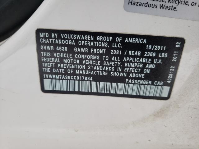 2012 VOLKSWAGEN PASSAT SE 1VWBM7A36CC017884