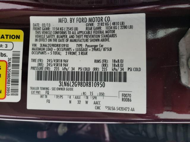 2013 LINCOLN MKZ 3LN6L2G98DR810950