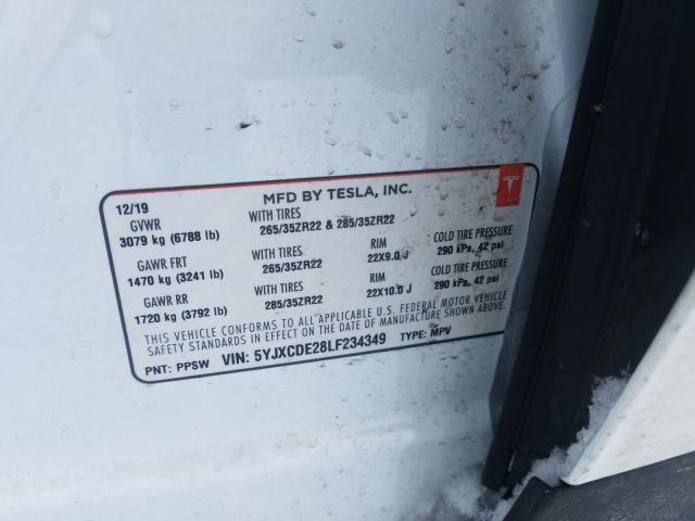 2020 TESLA MODEL X 5YJXCDE28LF234349