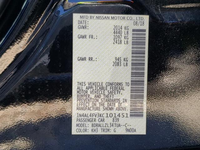 2019 NISSAN ALTIMA EDI 1N4AL4FV3KC101451