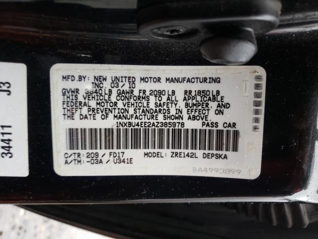 2010 TOYOTA COROLLA BA - 1NXBU4EE2AZ385978
