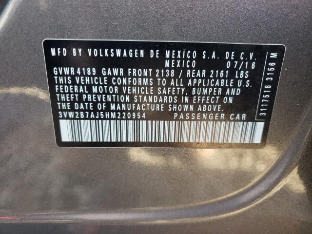2017 VOLKSWAGEN JETTA S 3VW2B7AJ5HM220954