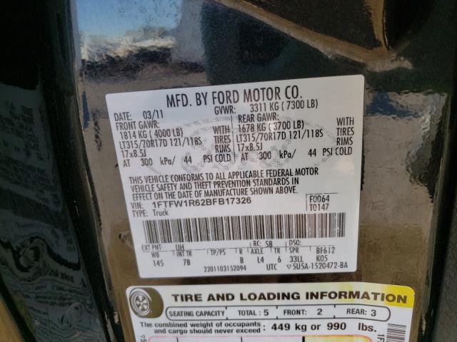 2011 FORD F150 SVT R 1FTFW1R62BFB17326