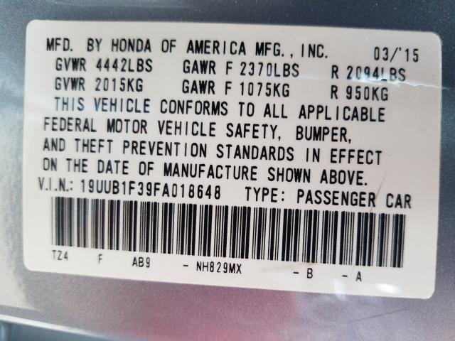 2015 ACURA TLX 19UUB1F39FA018648
