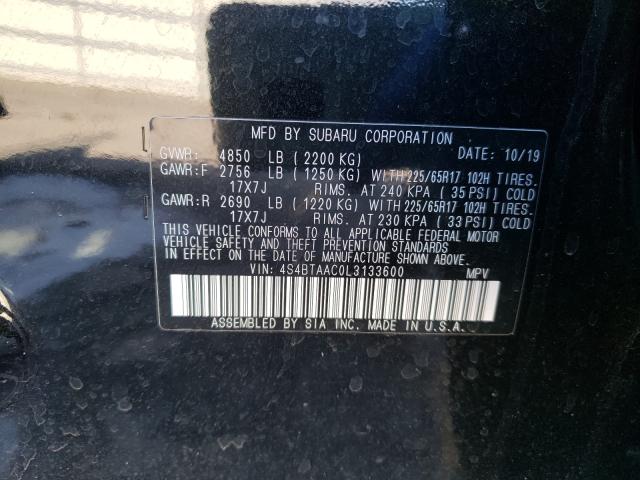 2020 SUBARU OUTBACK 4S4BTAAC0L3133600