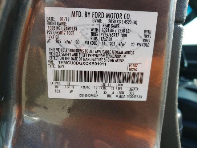 2012 FORD ESCAPE XLT - 1FMCU0DGXCKB91911