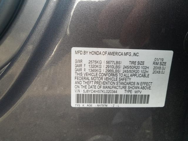 2019 ACURA MDX TECHNO 5J8YD4H57KL020344