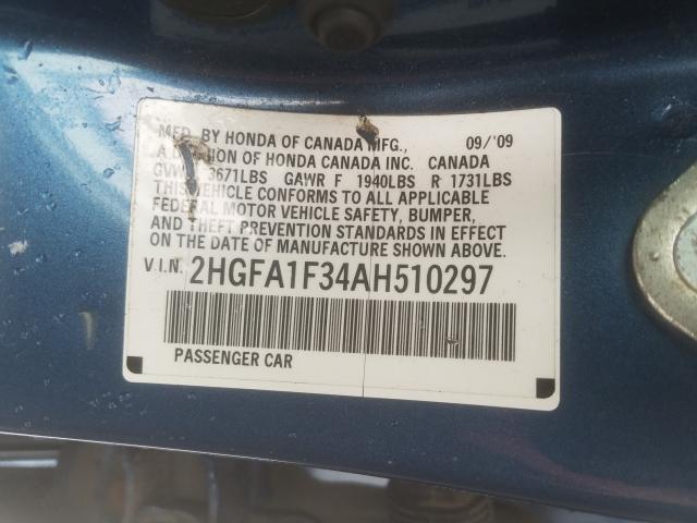 2010 HONDA CIVIC VP 2HGFA1F34AH510297