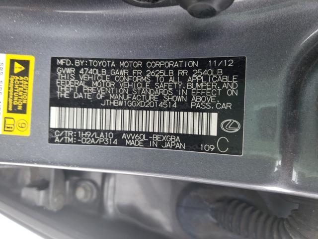 2013 LEXUS ES 300H JTHBW1GGXD2014514