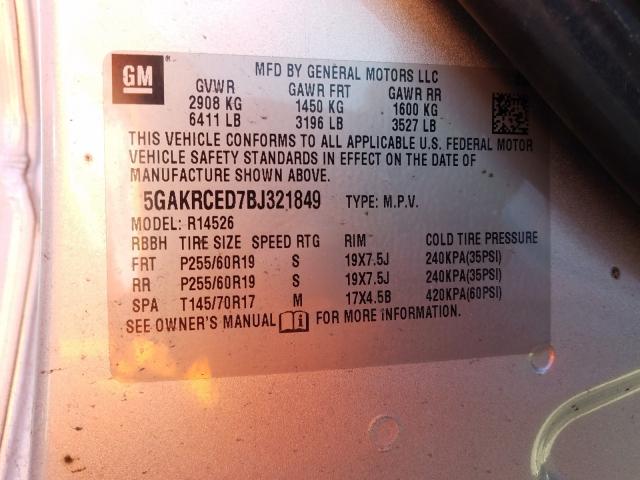 2011 BUICK ENCLAVE CX 5GAKRCED7BJ321849