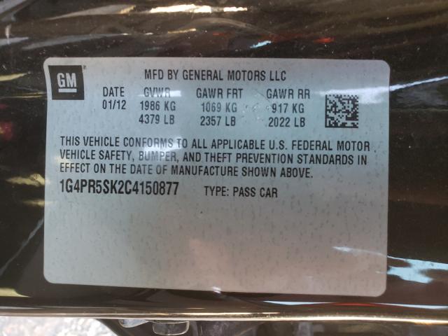 2012 BUICK VERANO CON 1G4PR5SK2C4150877