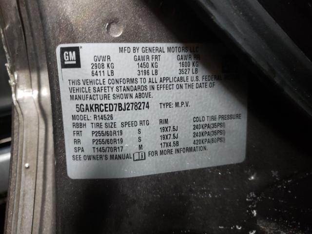 2011 BUICK ENCLAVE CX 5GAKRCED7BJ278274