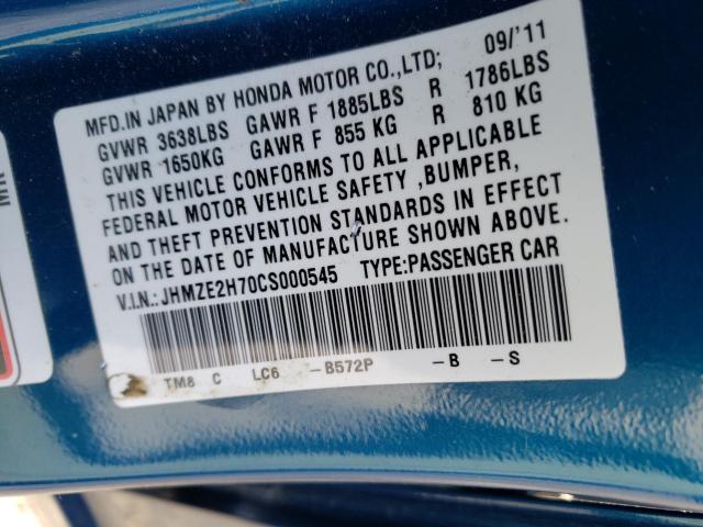 2012 HONDA INSIGHT EX JHMZE2H70CS000545