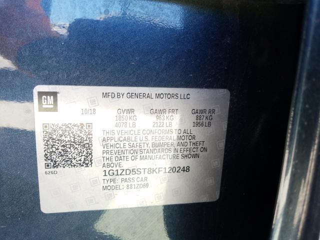 2019 CHEVROLET MALIBU LT 1G1ZD5ST8KF120248