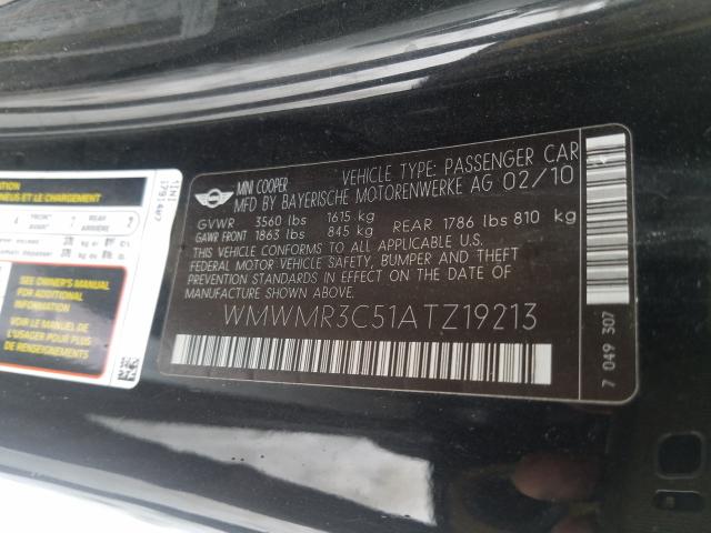 2010 MINI COOPER WMWMR3C51ATZ19213
