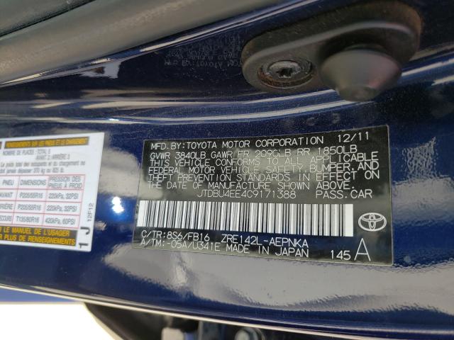 2012 TOYOTA COROLLA BA - JTDBU4EE4C9171388
