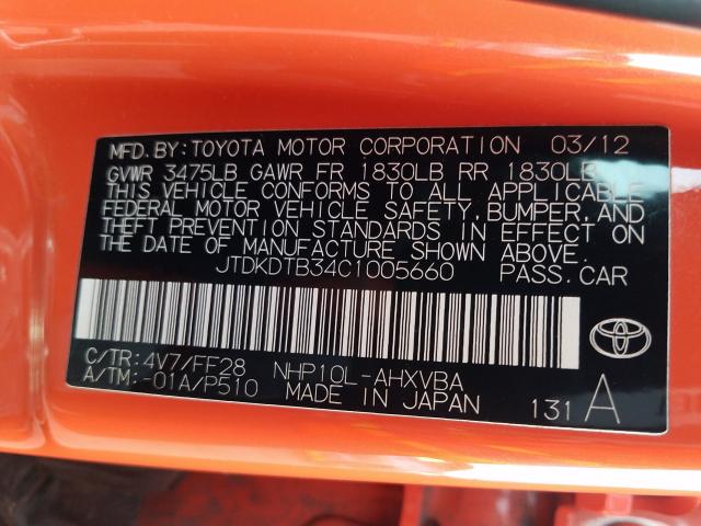 2012 TOYOTA PRIUS C JTDKDTB34C1005660