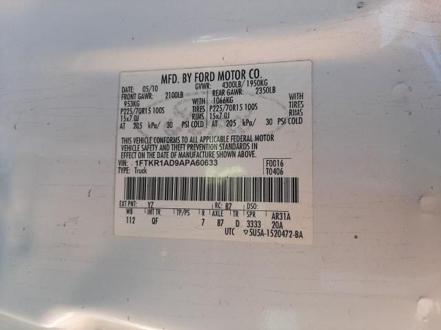 2010 FORD RANGER 1FTKR1AD9APA60633
