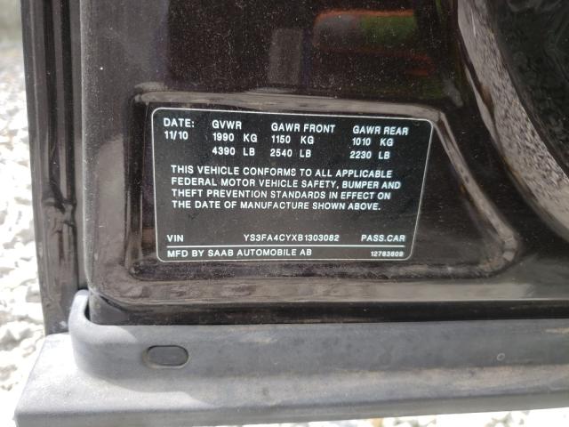 2011 SAAB 9-3 2.0T YS3FA4CYXB1303082
