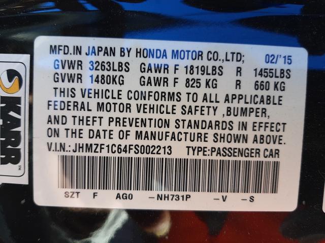 2015 HONDA CR-Z EX JHMZF1C64FS002213