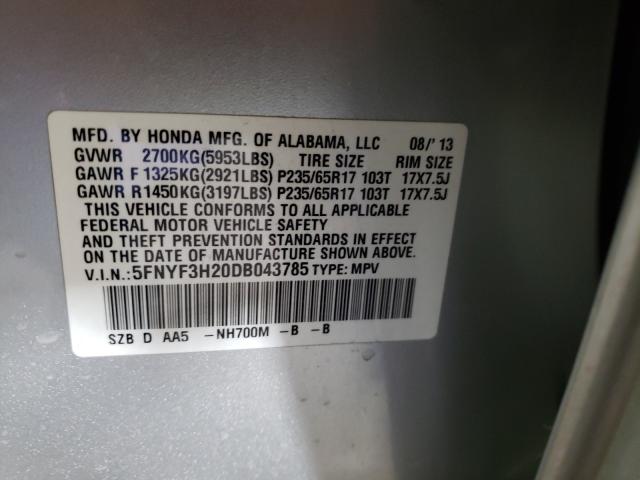 2013 HONDA PILOT LX 5FNYF3H20DB043785