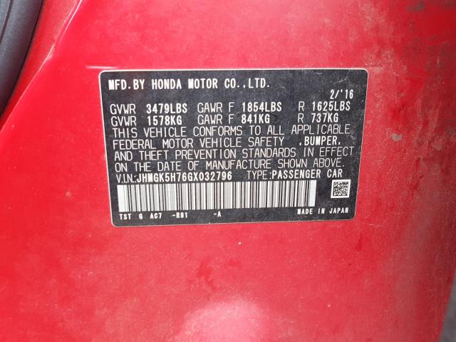 2016 HONDA FIT EX JHMGK5H76GX032796