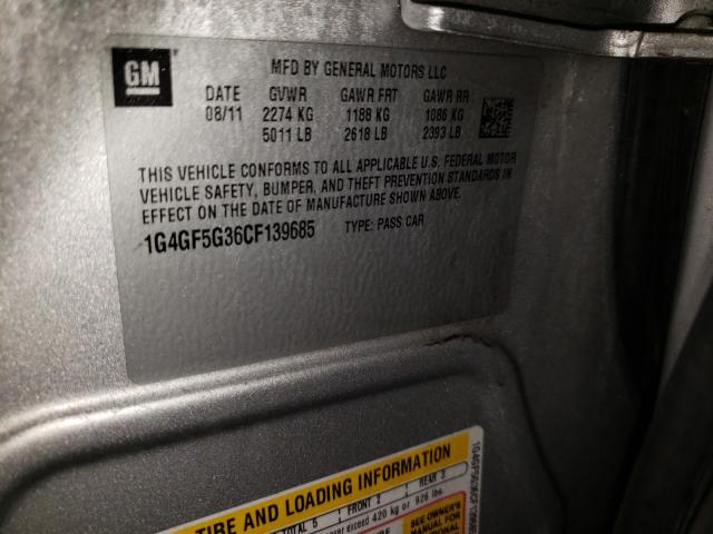 2012 BUICK LACROSSE P 1G4GF5G36CF139685