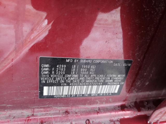 2019 SUBARU IMPREZA PR 4S3GTAD6XK3733149