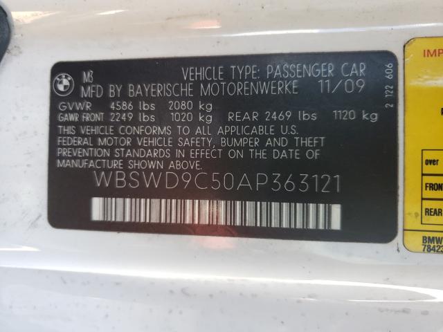2010 BMW M3 WBSWD9C50AP363121
