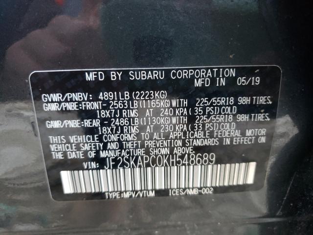 2019 SUBARU FORESTER S JF2SKAPC0KH548689