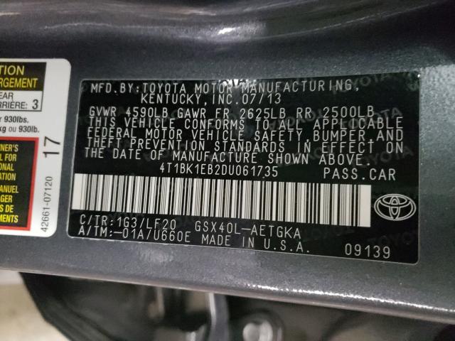 2013 TOYOTA AVALON BAS 4T1BK1EB2DU061735