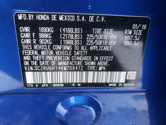 2019 HONDA HR-V SPORT 3CZRU6H14KM709472