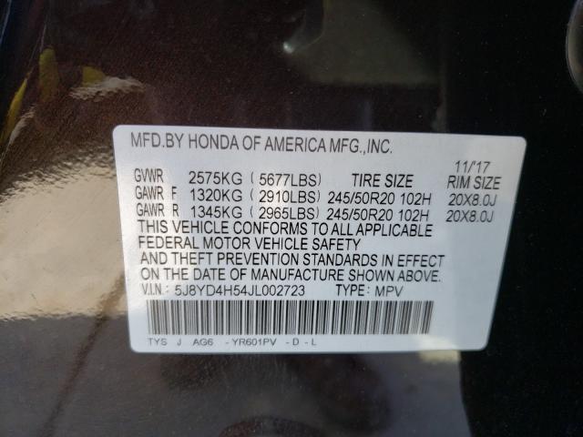2018 ACURA MDX TECHNO 5J8YD4H54JL002723