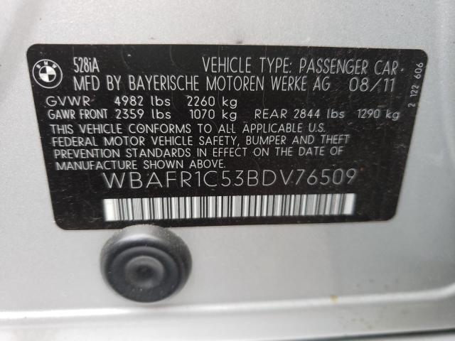 2011 BMW 528 I WBAFR1C53BDV76509